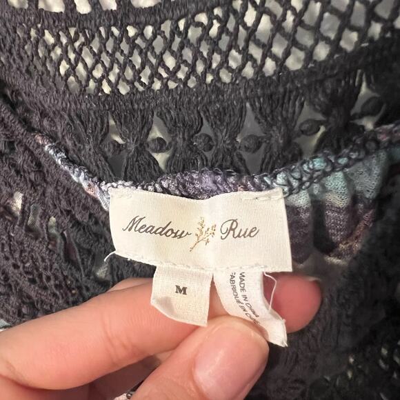 Anthropologie meadow rue boho knit crochet neck Flowy floral blouse size medium - Picture 5 of 7